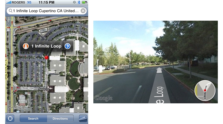 iPhone OS 2.2 Google Maps Street View (2008)